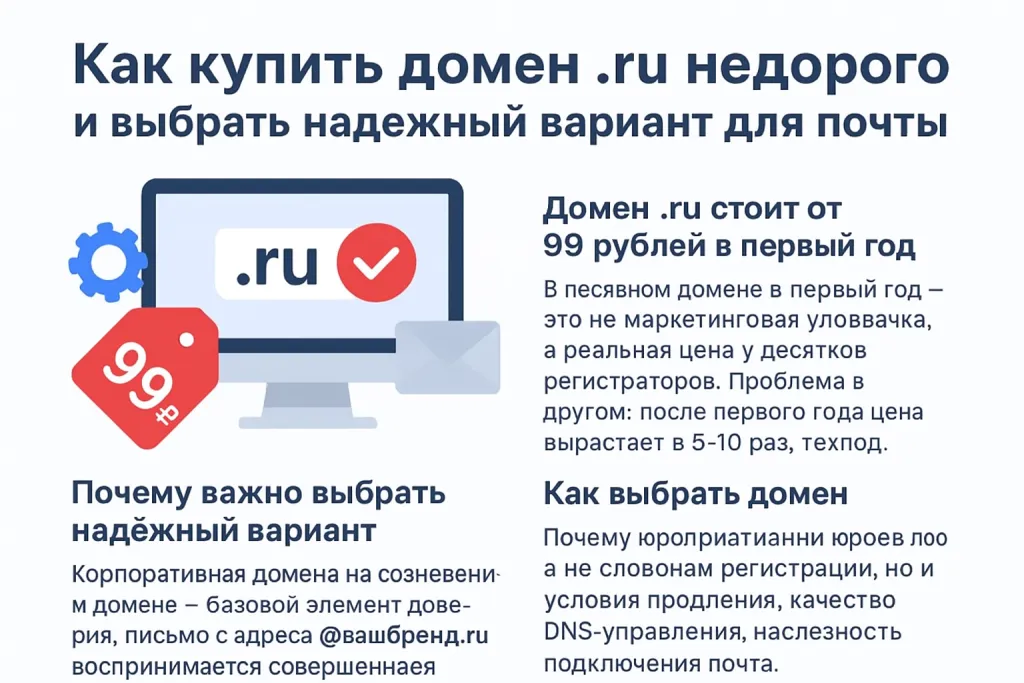 Как купить домен .ru недорого и выбрать надежный вариант для почты
